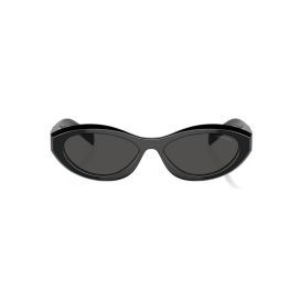 Prada PR 26ZS 16K08Z Oval Sunglasses Acetate Black Dark Grey