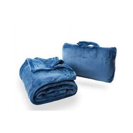 Cabeau Fold n Go Travel and Throw Blanket Plus Compact Case - Blue