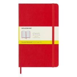 Moleskine Classic Notebook, Soft Cover, Large (5" x 8.25") Squared/Grid, Scarlet Red, 192 pages